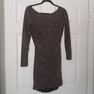 FashionNova sequined drape back dress.